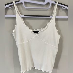 Forever 21 Ruffle Hem White Tank